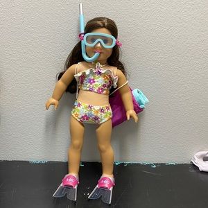 American Girl Swim Gear Set-Snorkel,Goggles,Towel
